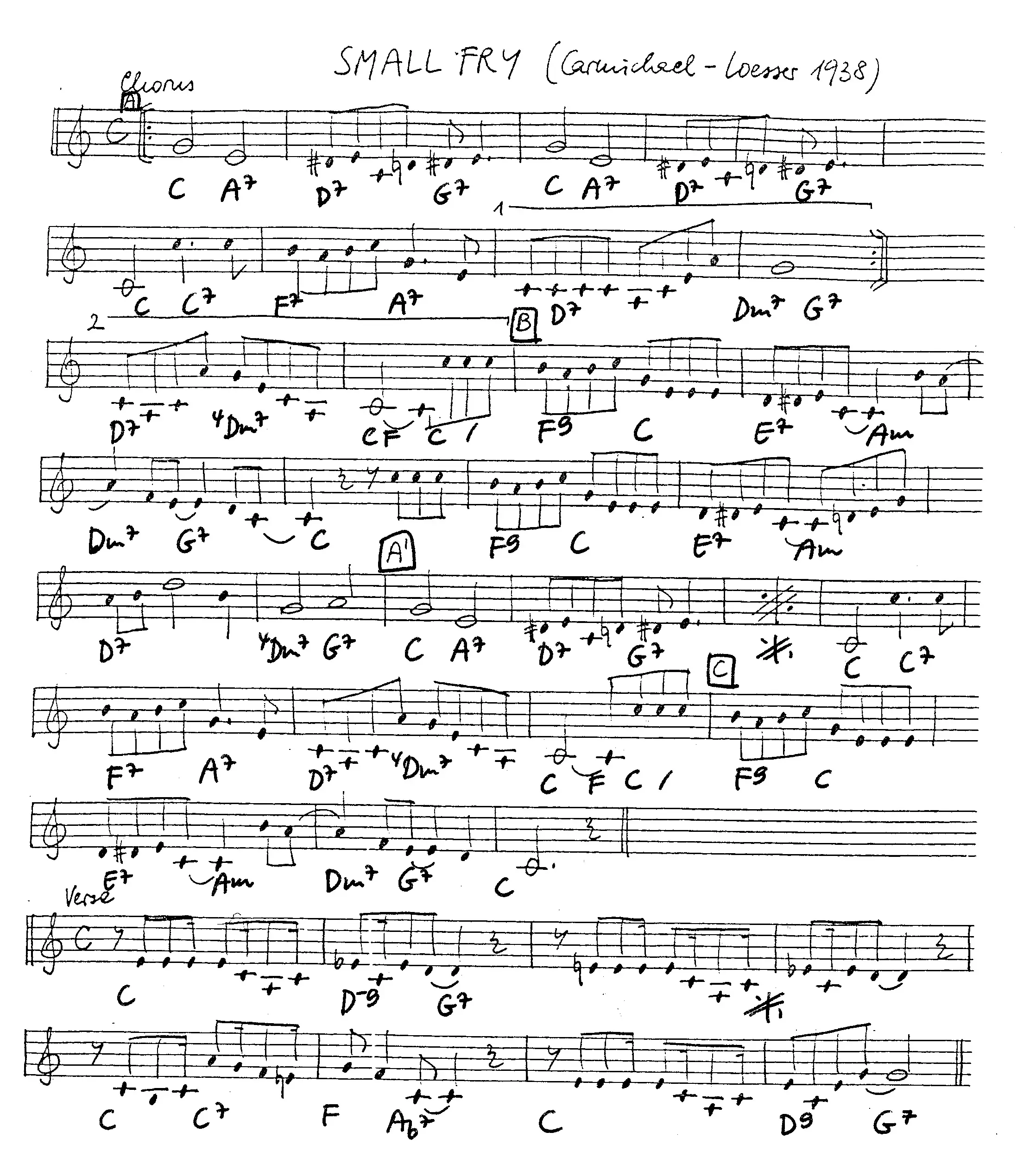 small fry free jazz leadsheet - Courtesy of the Jungle Jazz Band